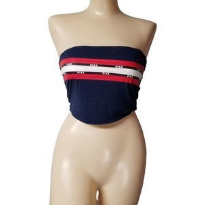 PINK VS Victoria's secret blue red white stripe  small S tube cropped crop top a